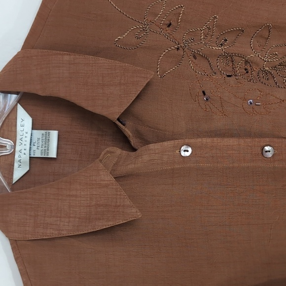 Napa Valley Light Rust Button Up 3/4 Sleeve Blouse Size Large Petite - Picture 5 of 9